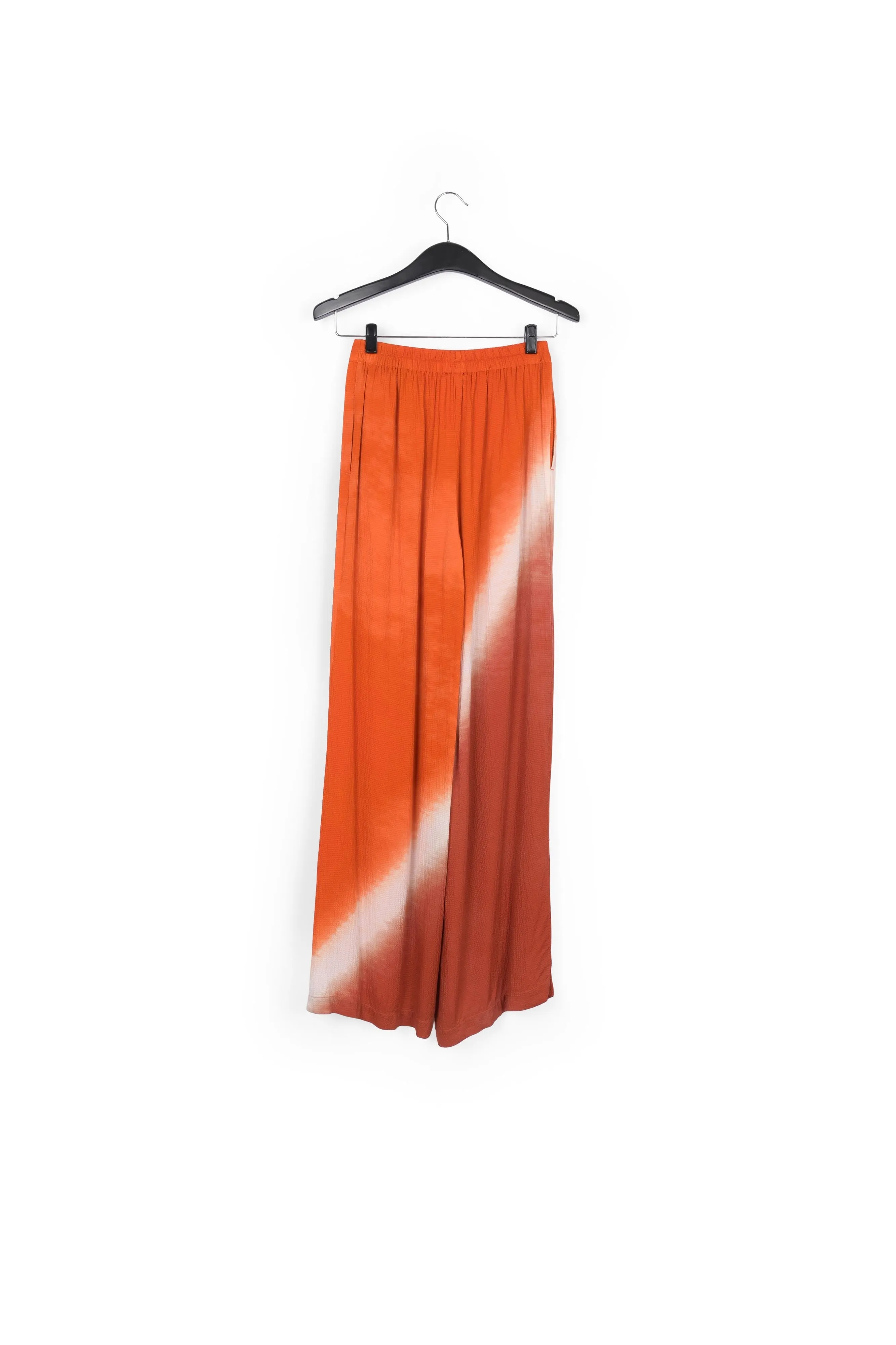 Orange wide-leg tie-dye pants