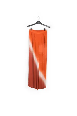 Orange wide-leg tie-dye pants