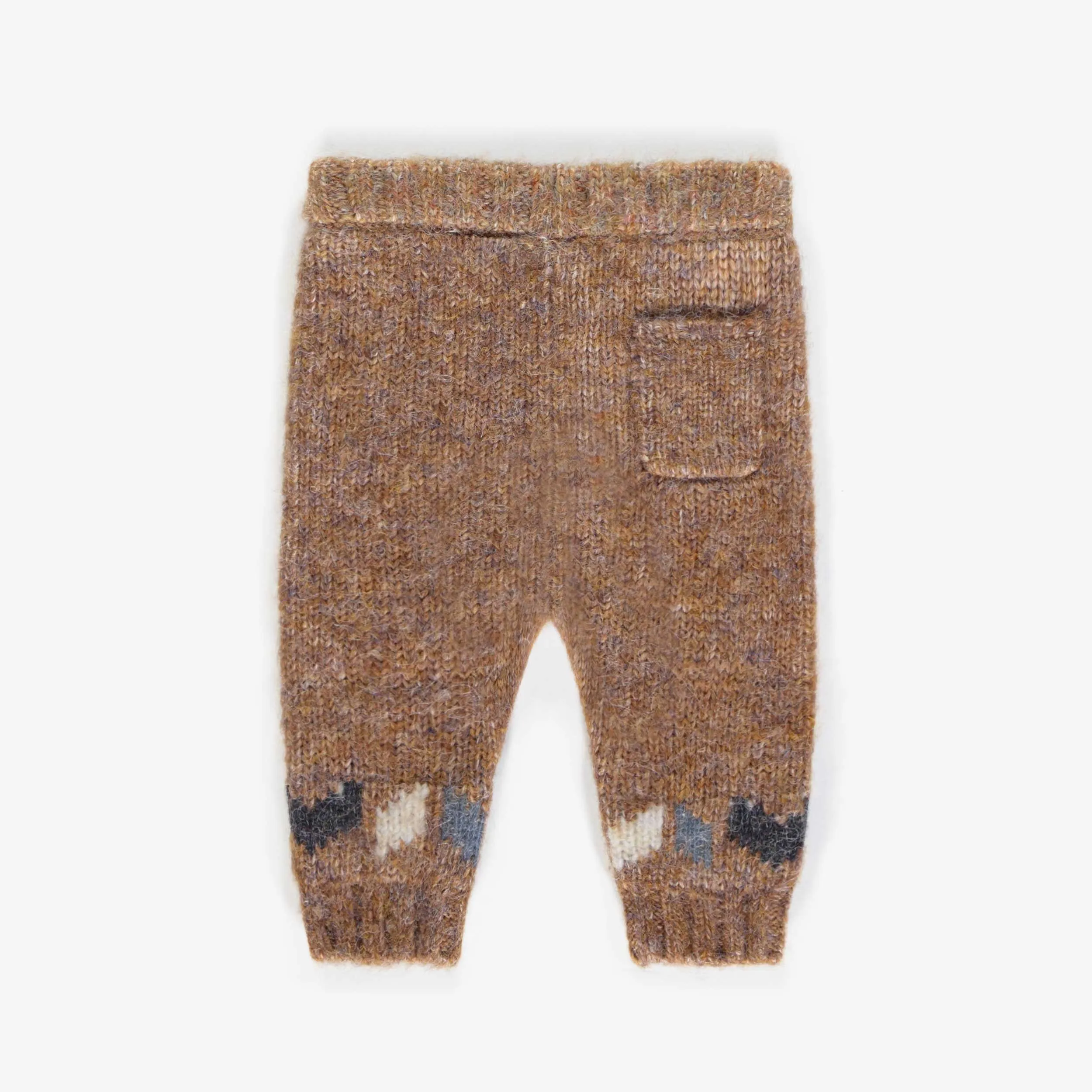 Pantalon de maille brun à motifs, naissance || Brown patterned knitted pants, newborn