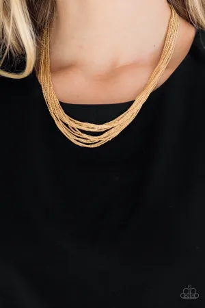Paparazzi " Backstage Bravado " Gold Metal Multi Layered Dainty Necklace Set