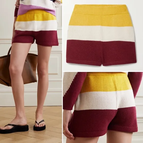 PARADIS PERDUS   NET SUSTAIN Jasper Striped Recycled Knitted Sweater Shorts S