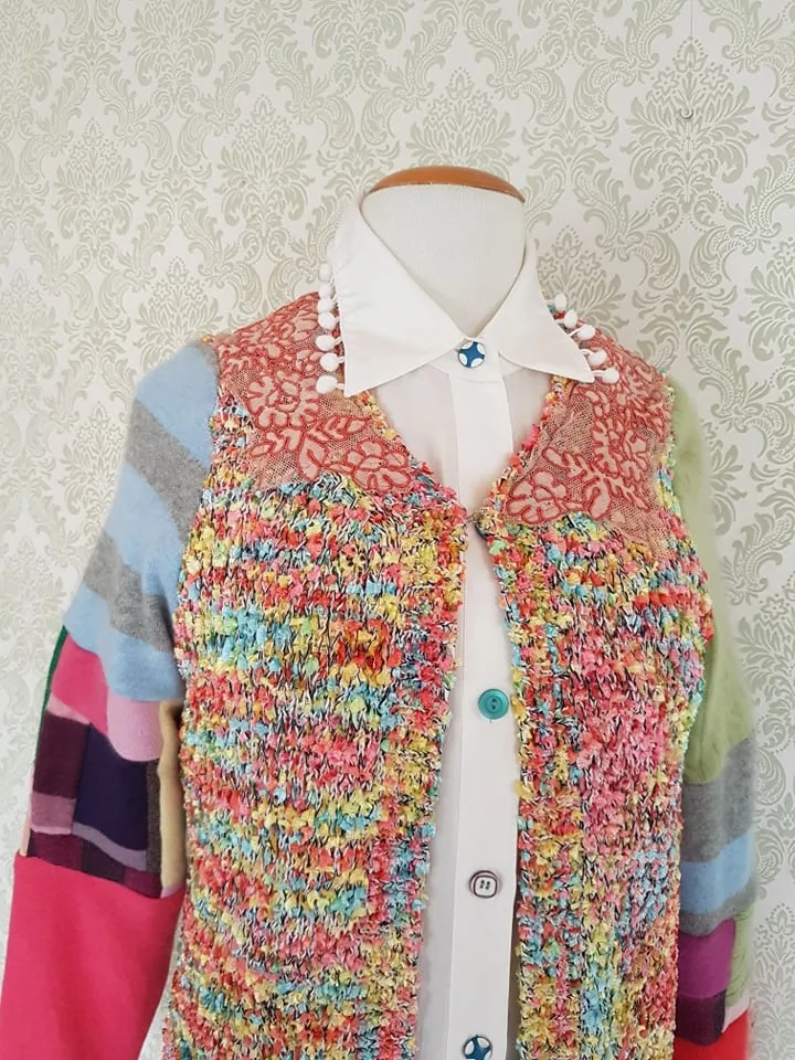 Pastel Rainbow Patchwork Cardigan