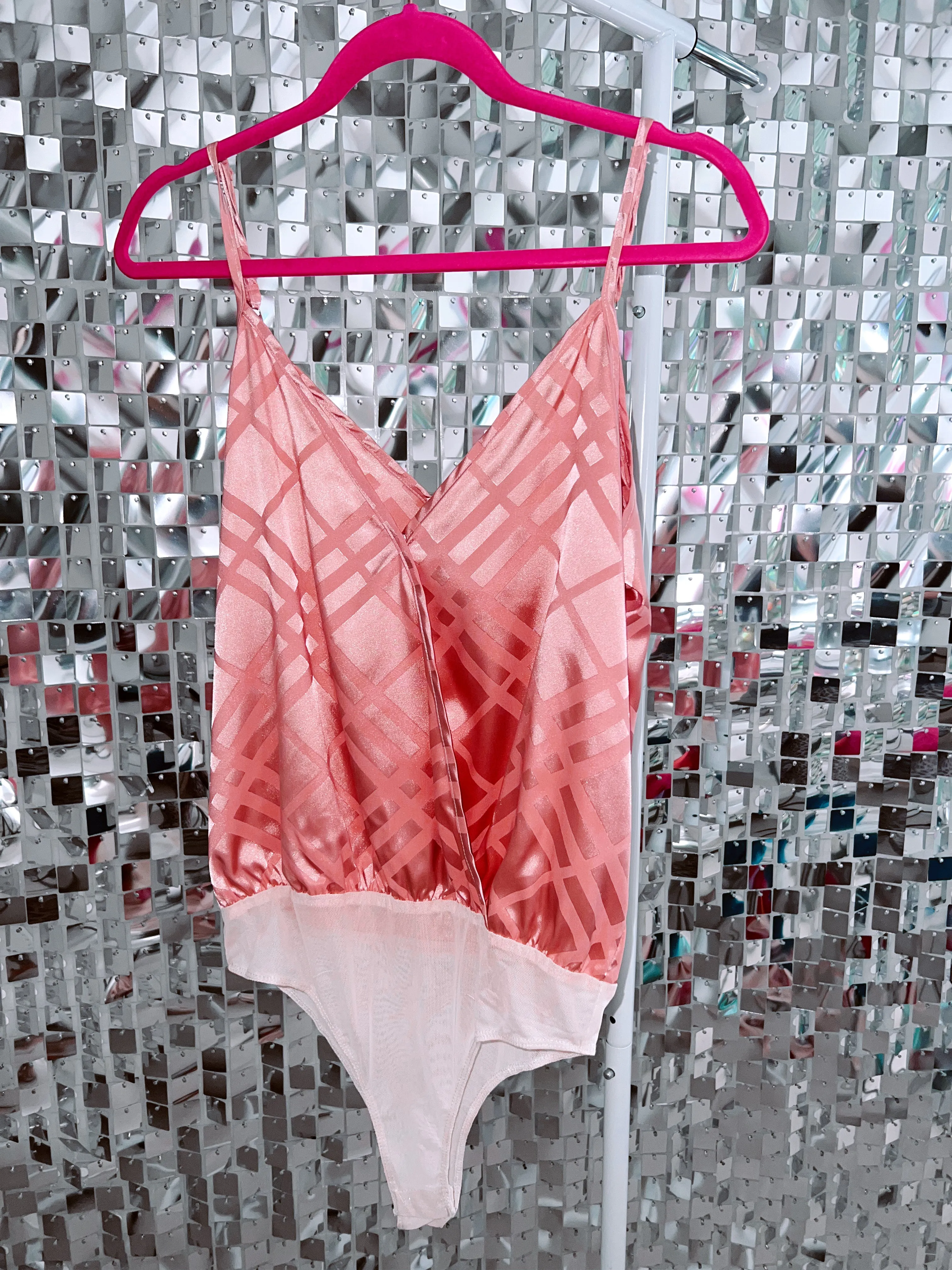 Penelope Printed Surplice Bodysuit - Blush
