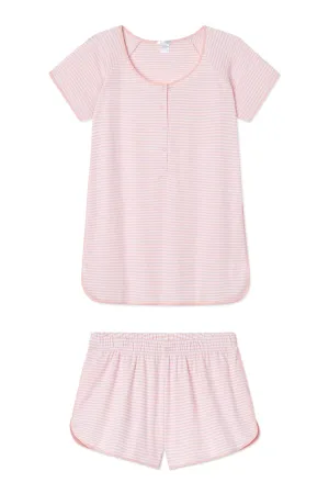 Pima Maternity Shorts Set in English Rose Stripe