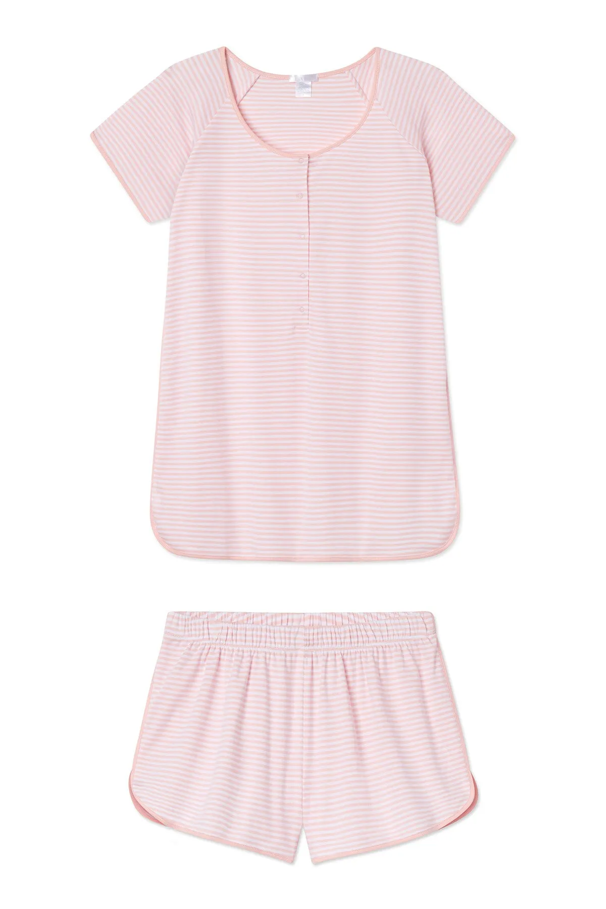 Pima Maternity Shorts Set in English Rose Stripe
