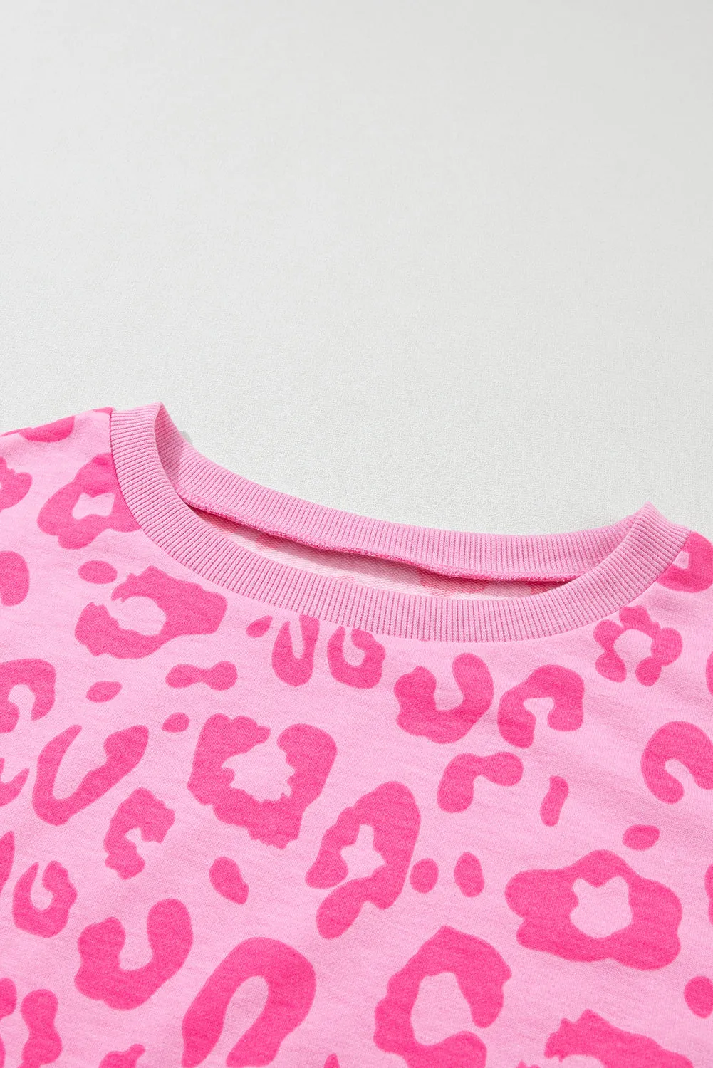 Pink Leopard Print Tee and Satin Tie Shorts Lounge Set