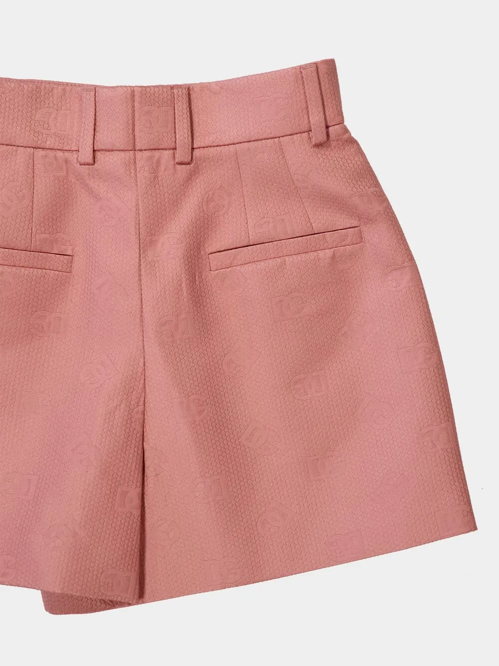 Pink Quilted Jacquard Shorts with DG Logo