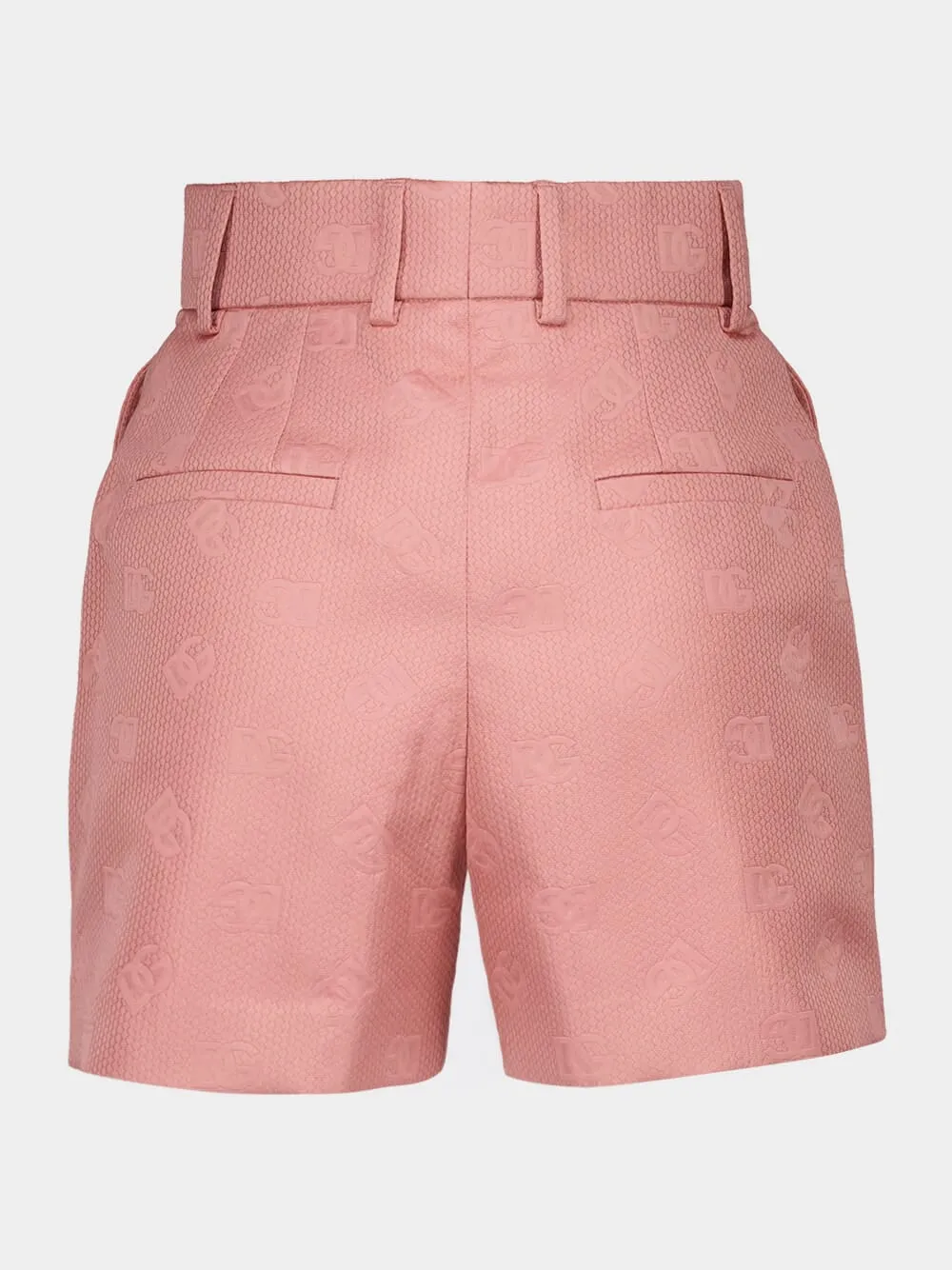 Pink Quilted Jacquard Shorts with DG Logo