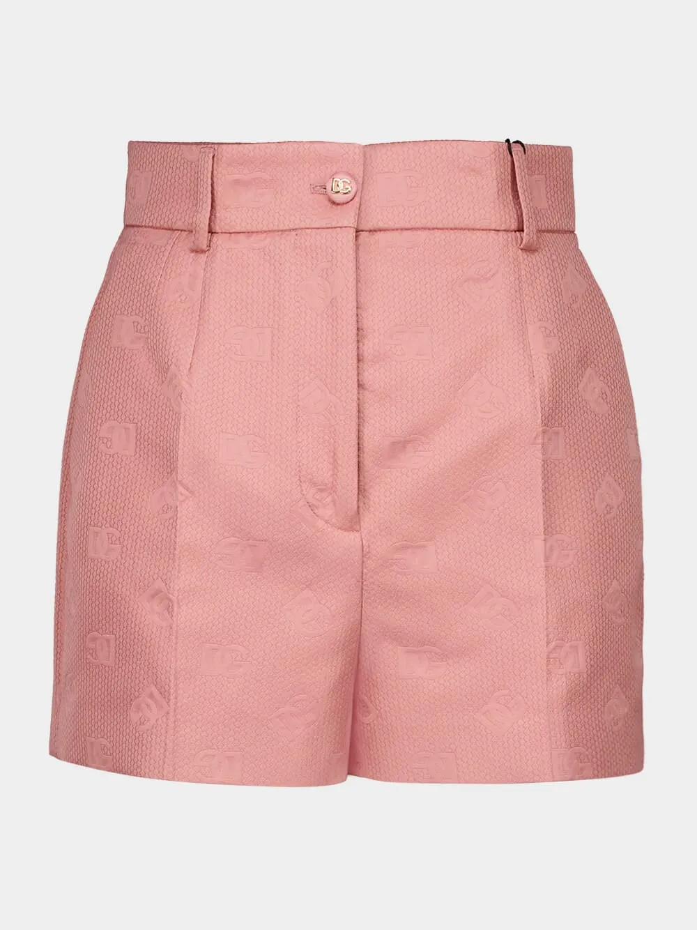 Pink Quilted Jacquard Shorts with DG Logo