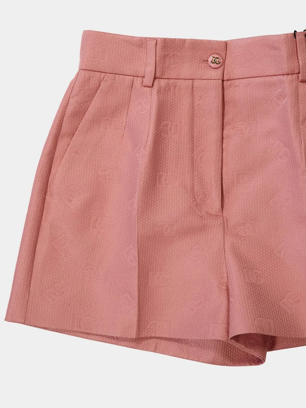 Pink Quilted Jacquard Shorts with DG Logo
