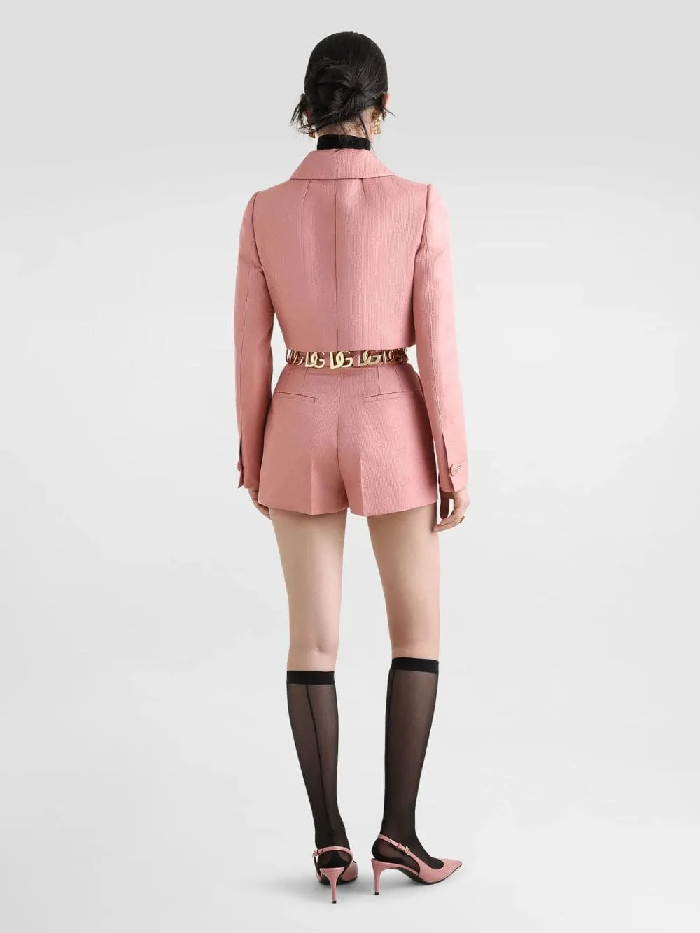 Pink Quilted Jacquard Shorts with DG Logo