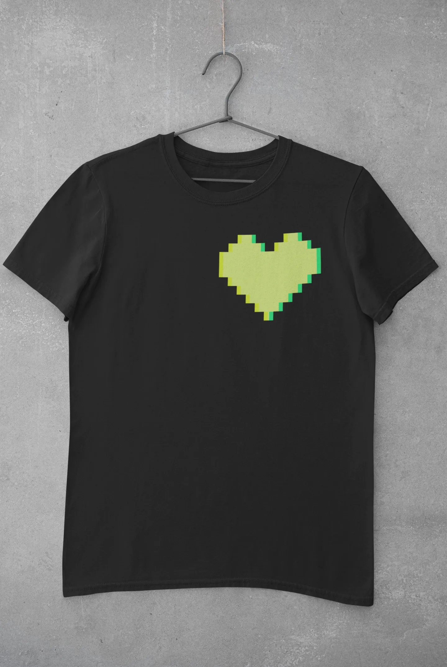 Pixel Heart (Neon Green) -  Heavy Cotton Tee