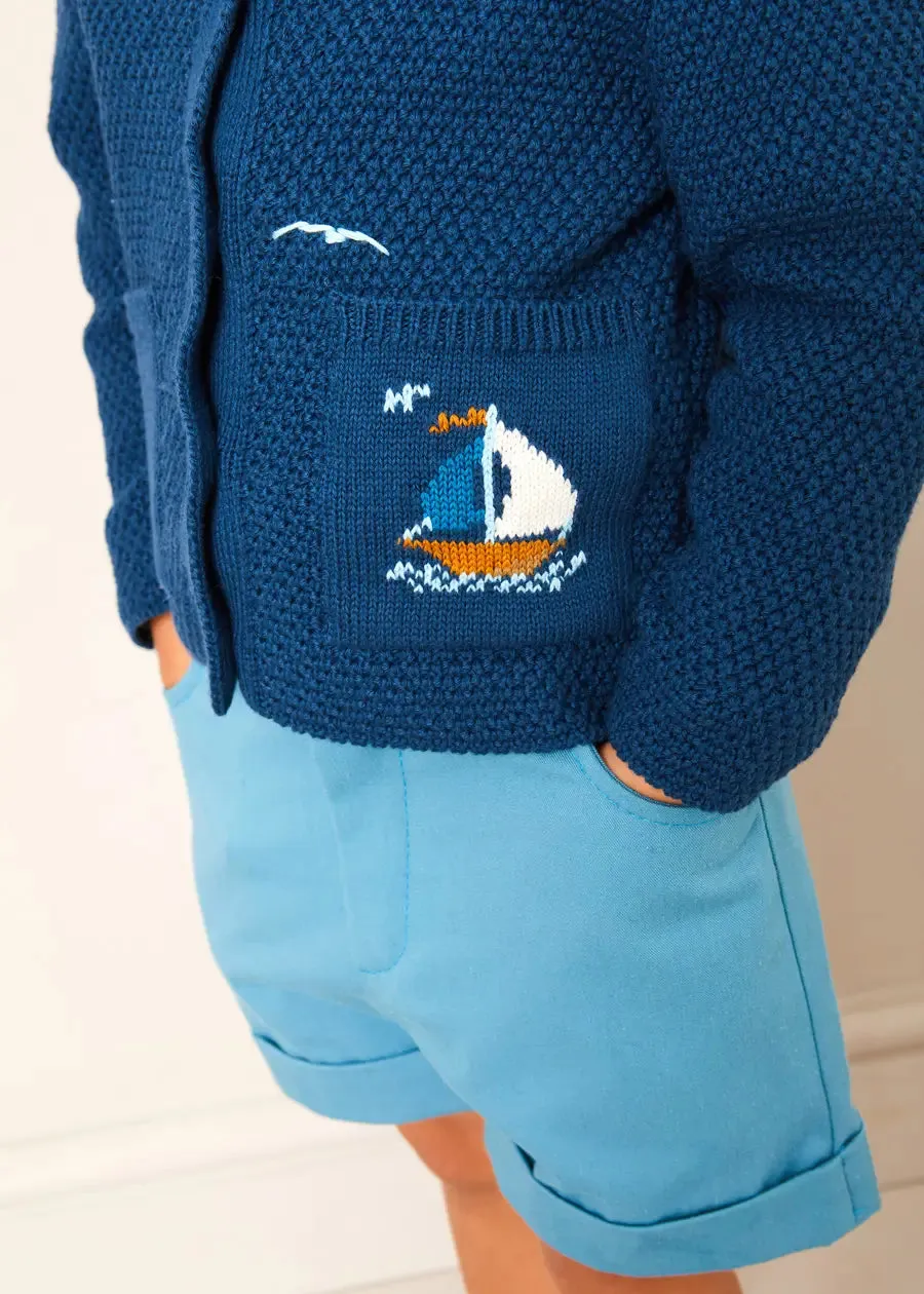 Plain Elasticated Shorts in Blue (12mths-4yrs)