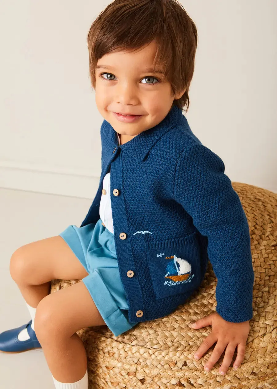 Plain Elasticated Shorts in Blue (12mths-4yrs)