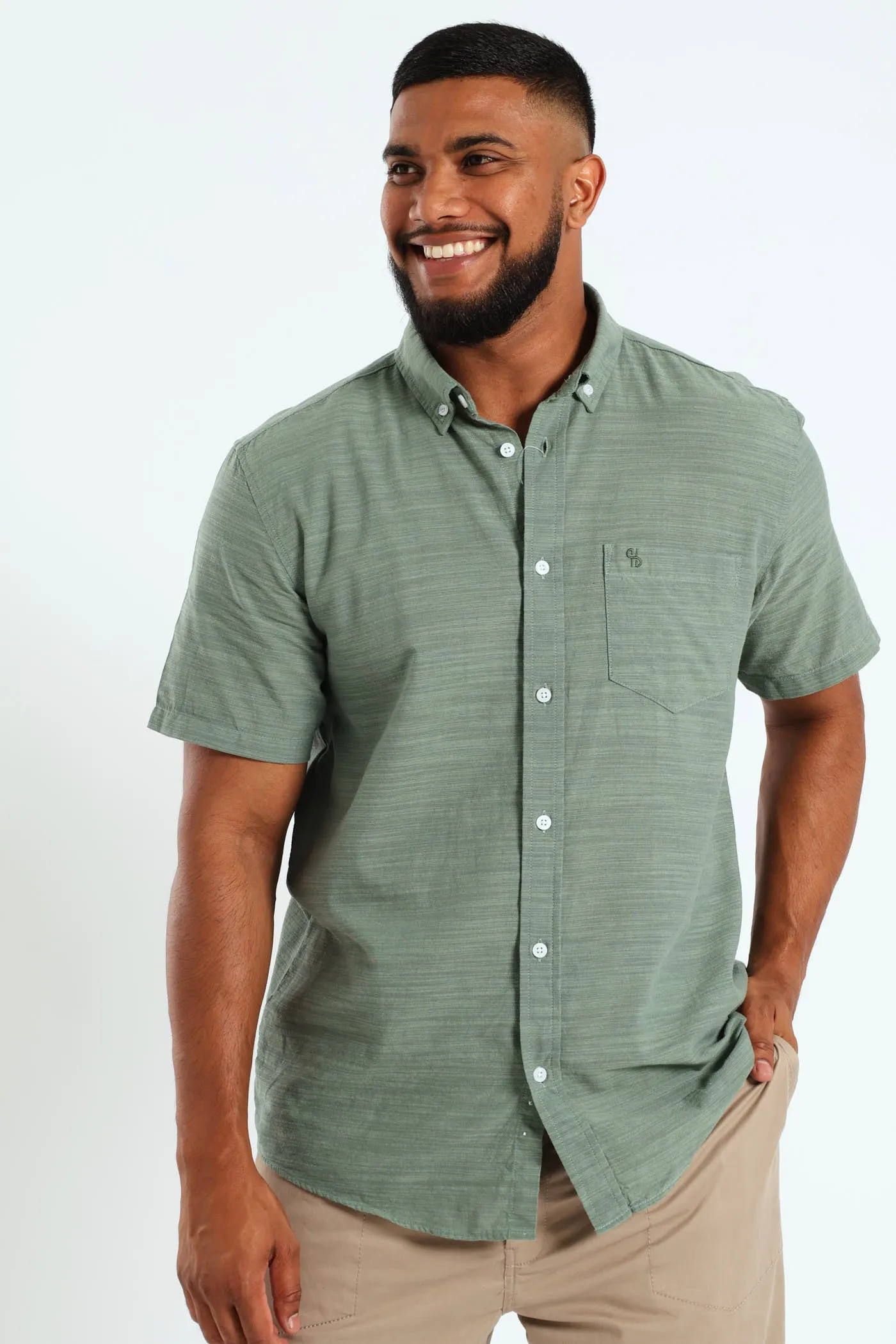 Plain Slub Shirt - Light Green