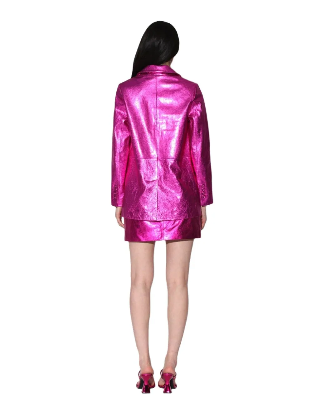 Plush Glow Leather Blazer for Women