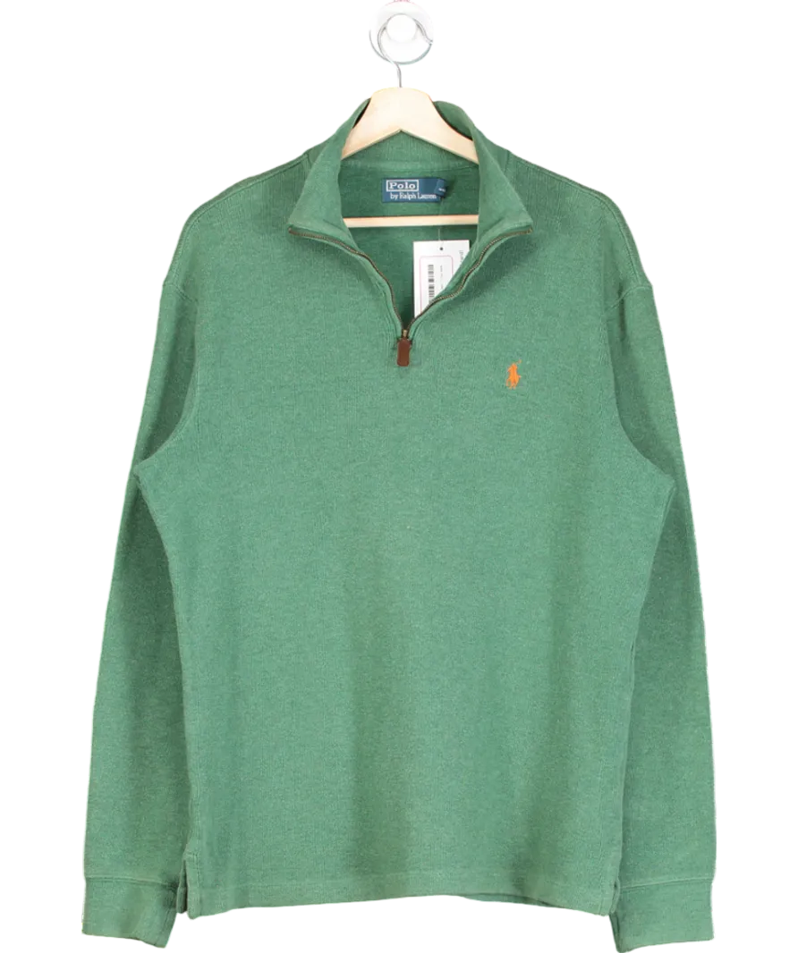 Polo Ralph Lauren Green Jersey Quarter-zip Pullover UK M