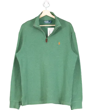 Polo Ralph Lauren Green Jersey Quarter-zip Pullover UK M