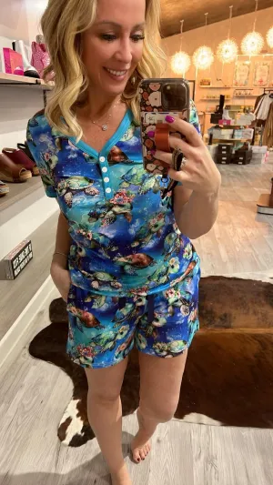 PREORDER: Matching Short Pajamas in Turtle (Ships Early May)