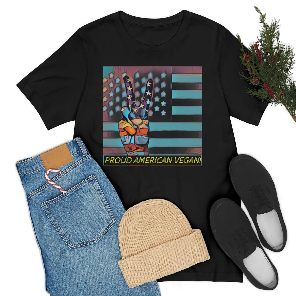 Proud American Vegan! 3 Short Sleeve Tee