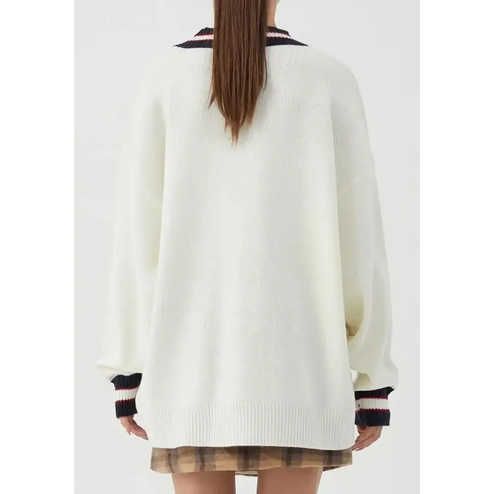 Pull Vintage à Broderie Ours - Sweater Tricoté Y2K Unisexe