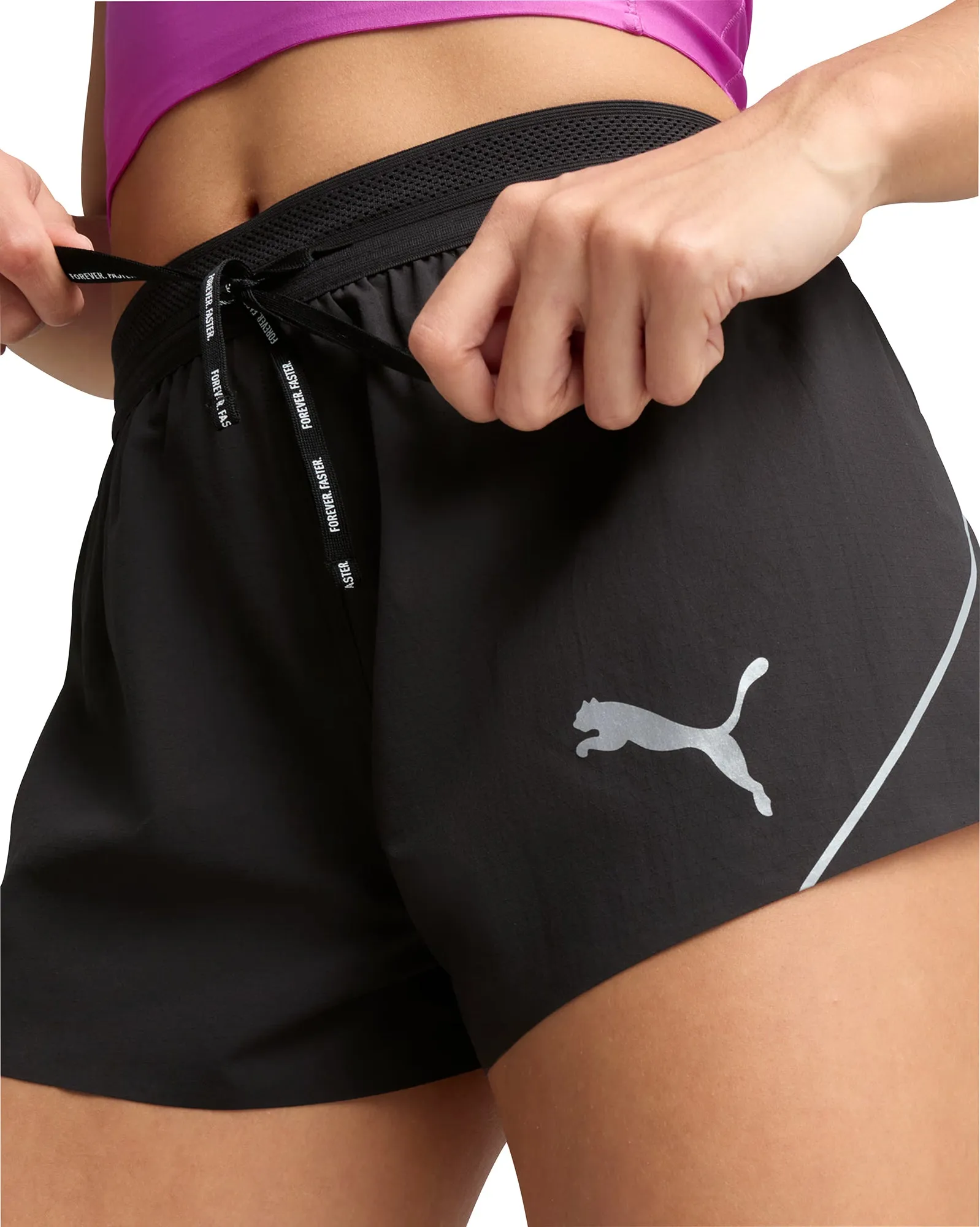 Puma Raceday UltraWeave 3 Inch Womens Split Running Shorts - Black