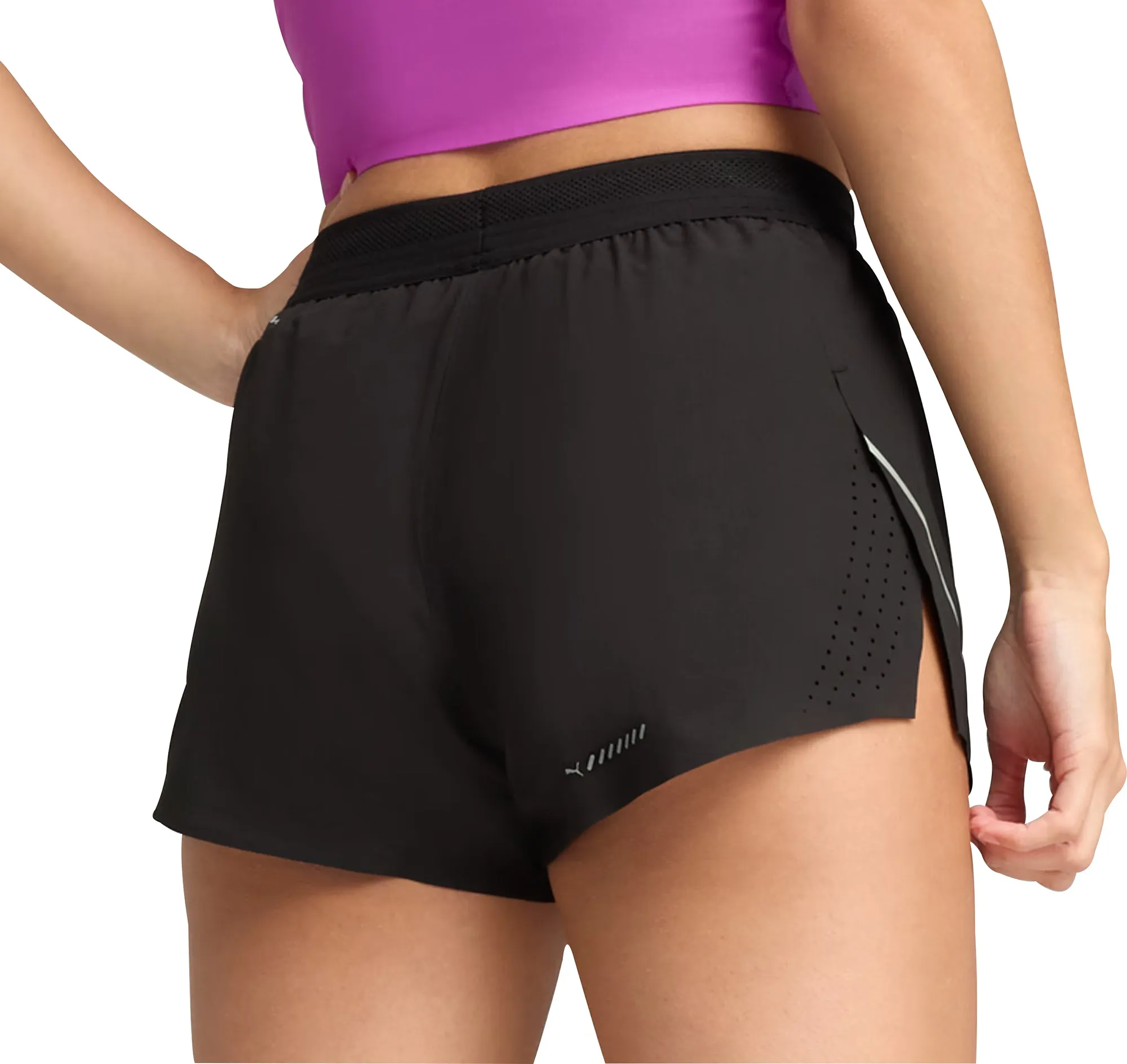 Puma Raceday UltraWeave 3 Inch Womens Split Running Shorts - Black