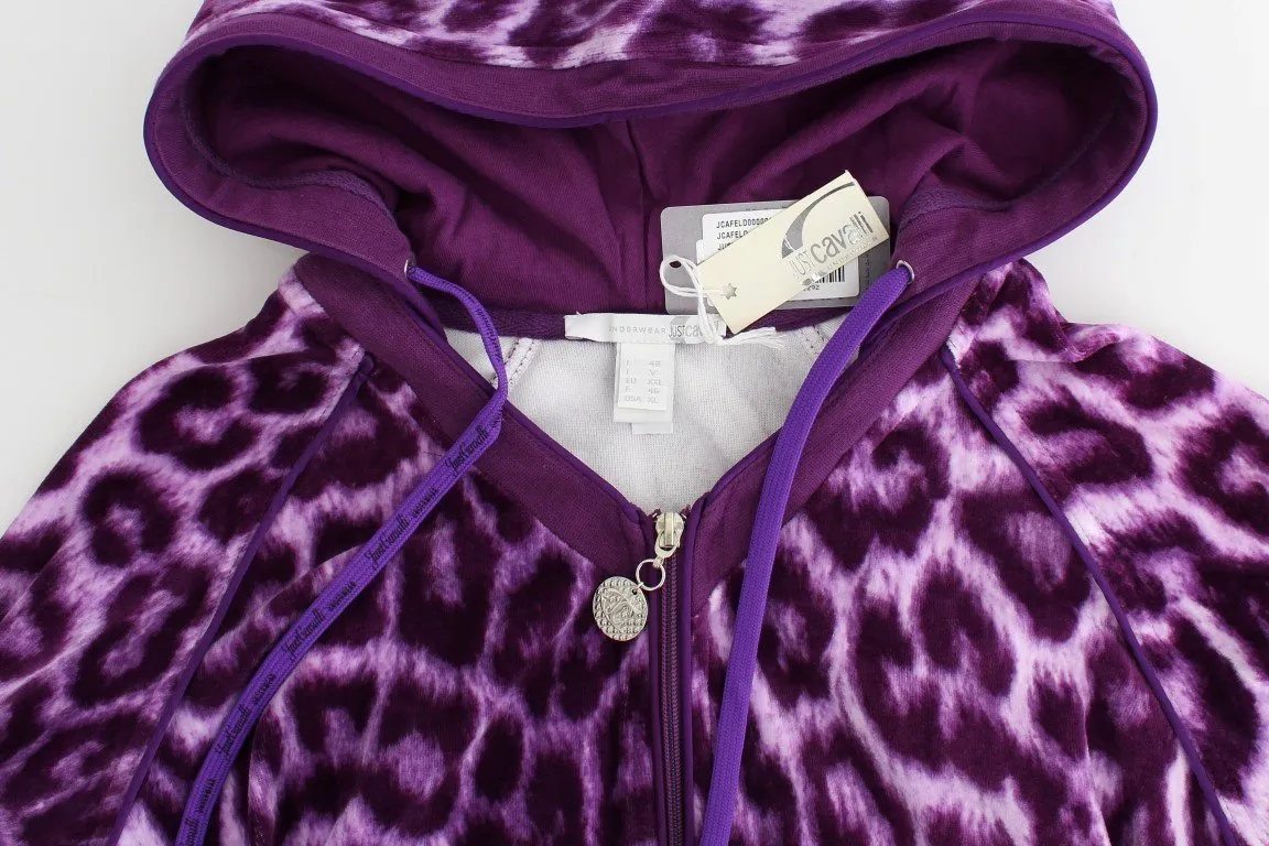 Purple leopard zipup hoodie