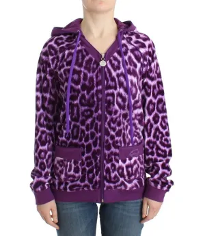 Purple leopard zipup hoodie
