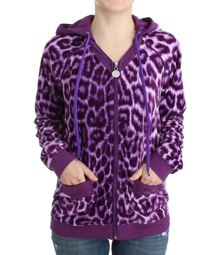 Purple leopard zipup hoodie