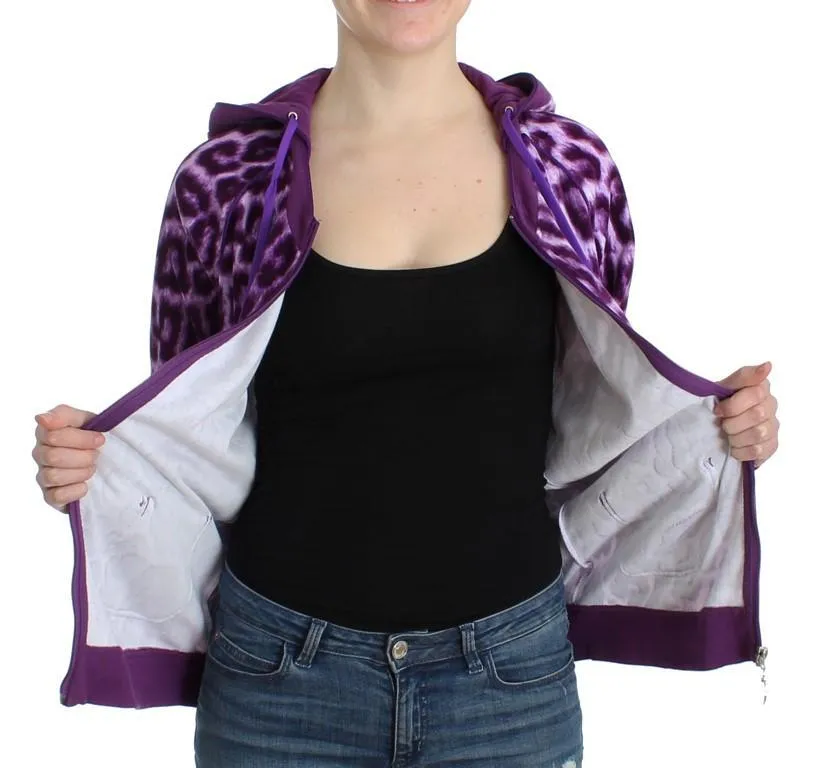 Purple leopard zipup hoodie