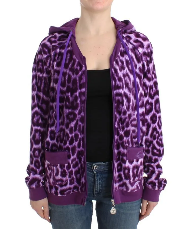 Purple leopard zipup hoodie