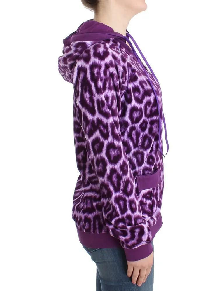 Purple leopard zipup hoodie