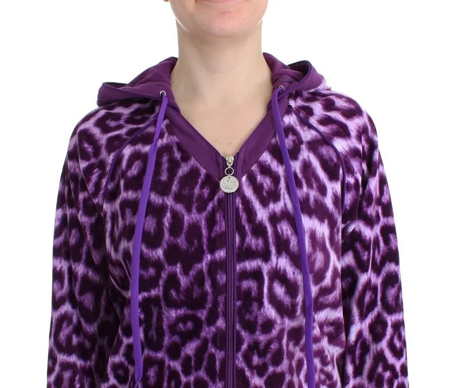 Purple leopard zipup hoodie