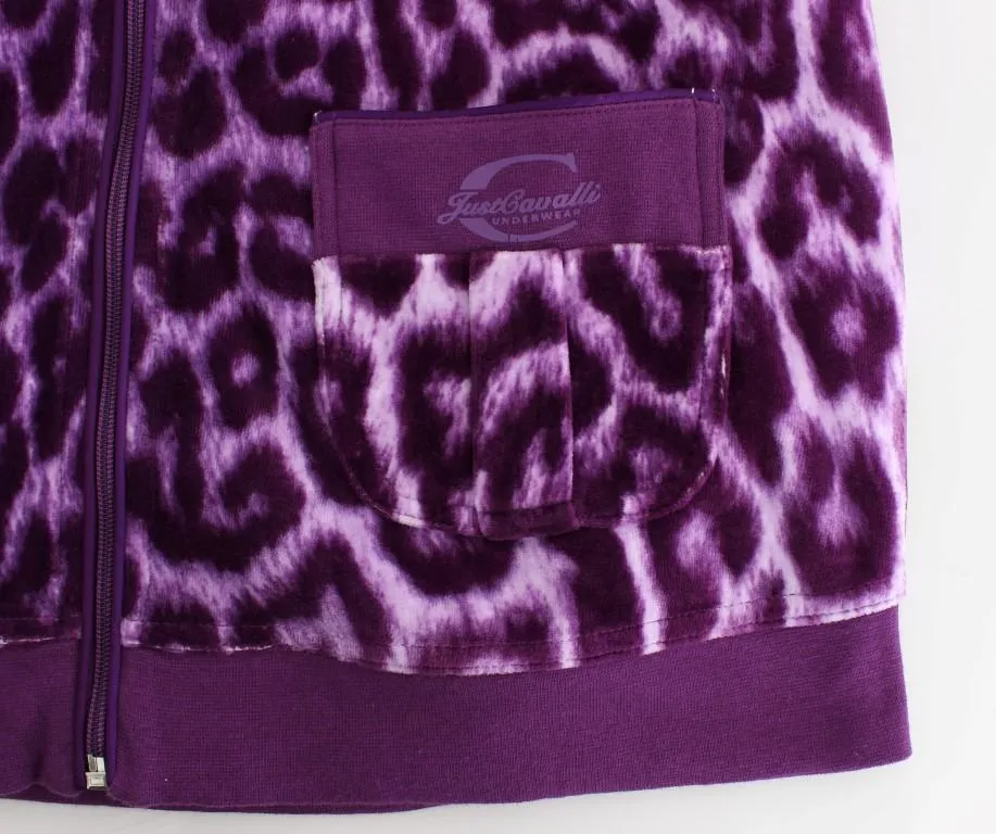 Purple leopard zipup hoodie