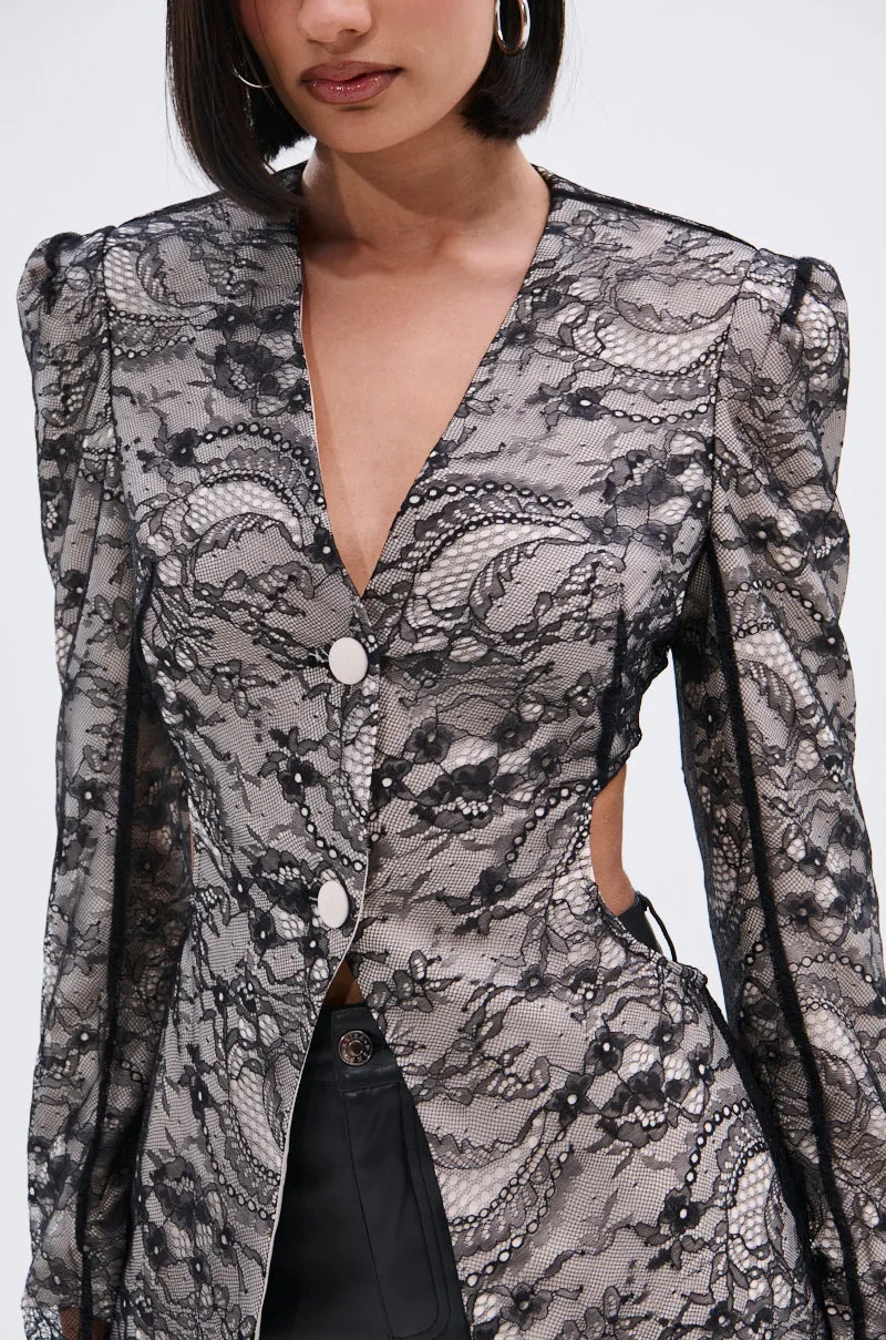 PUSH TO START LACE BLAZER