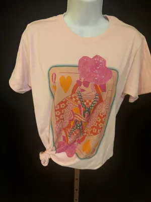 Queen of Hearts Pink TShirt with rhinestones