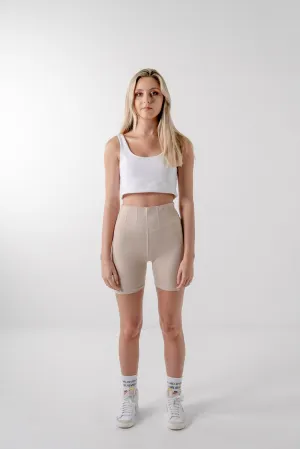"STRUCTURED" BIKE SHORTS - BEIGE