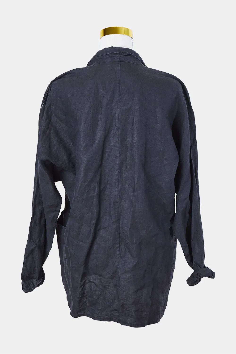 RANIER Black Beaded Linen Blazer