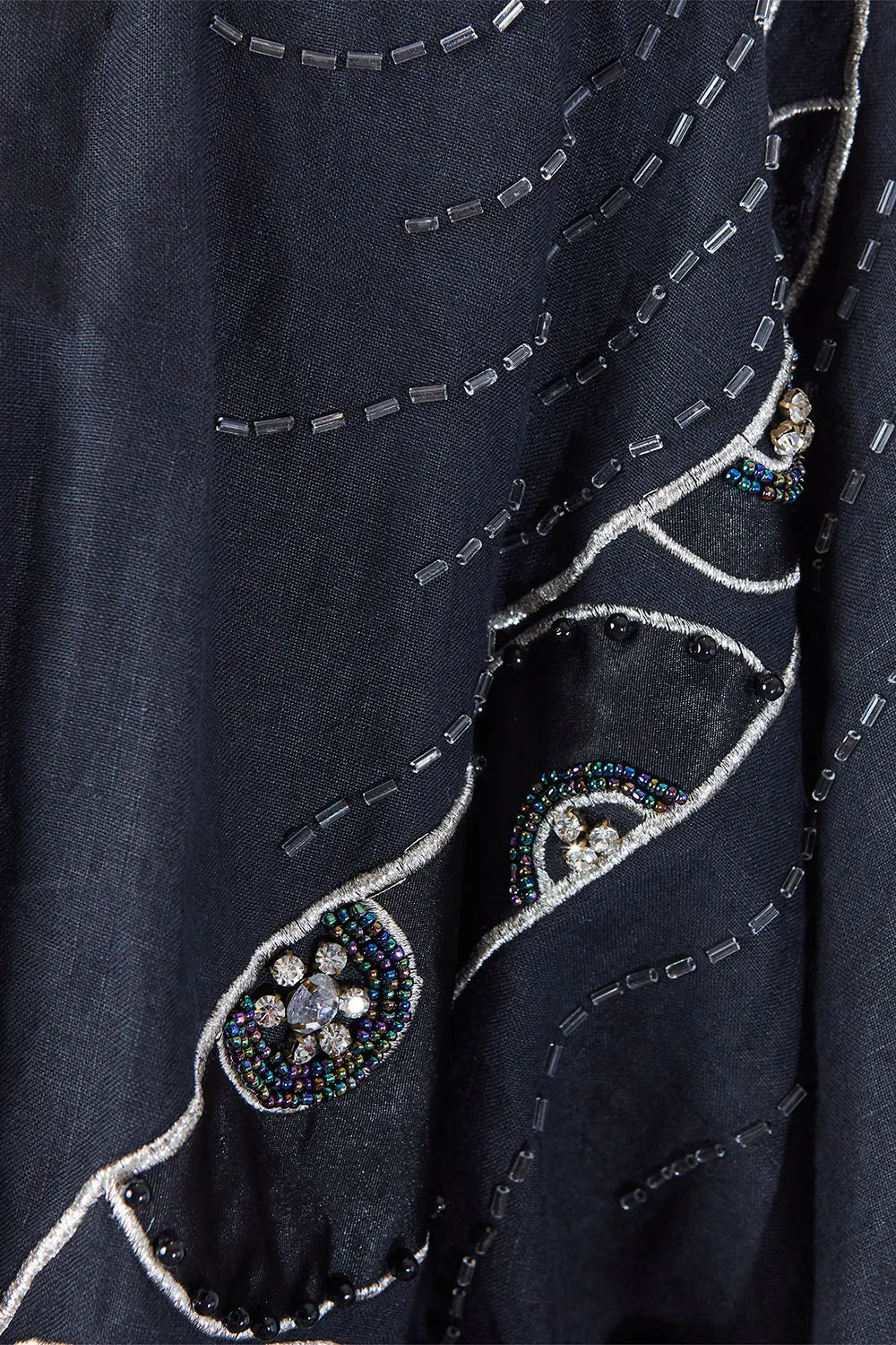RANIER Black Beaded Linen Blazer
