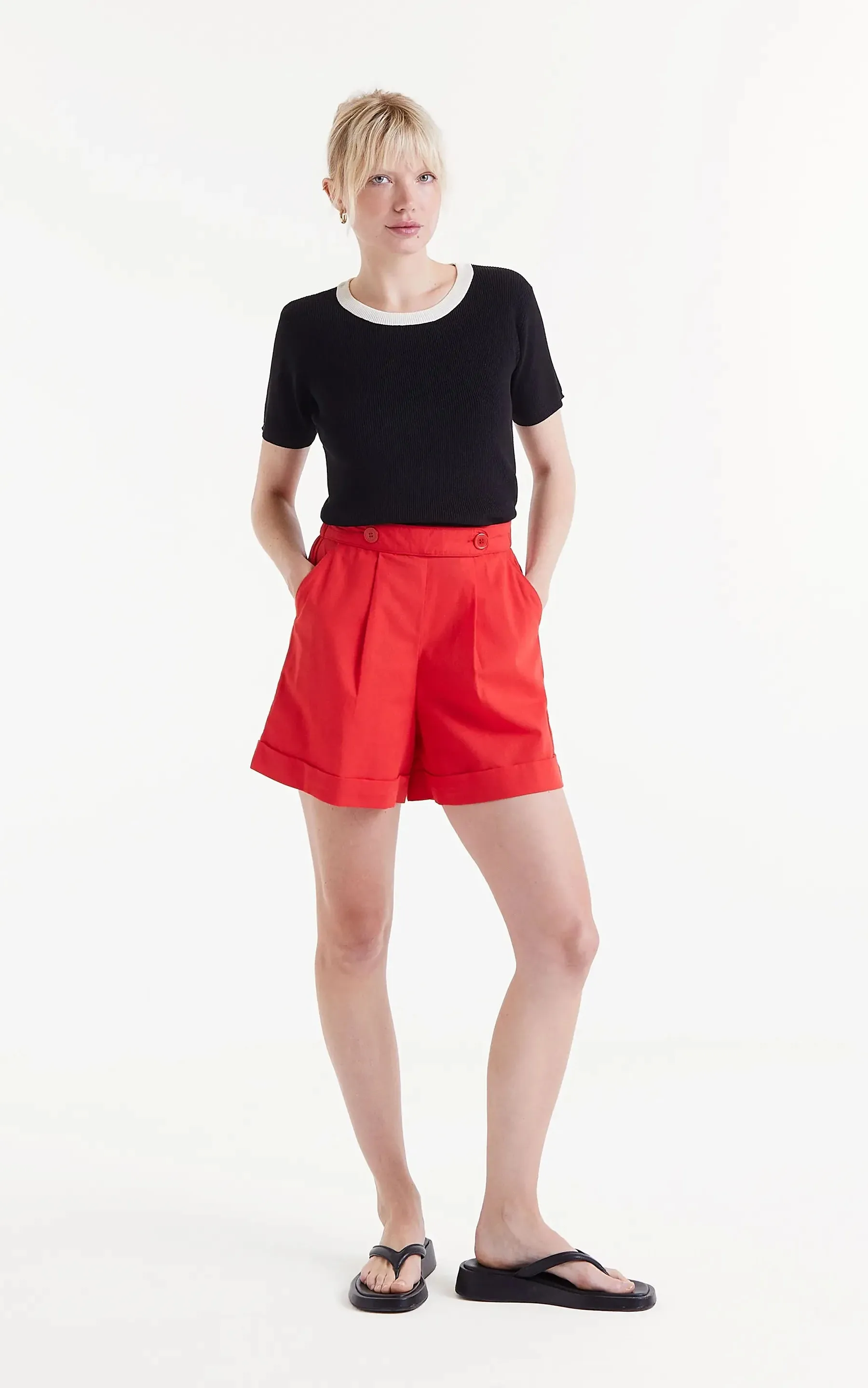 Red Button Shorts