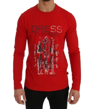 Red Motive Print Cotton Stretch T-Shirt