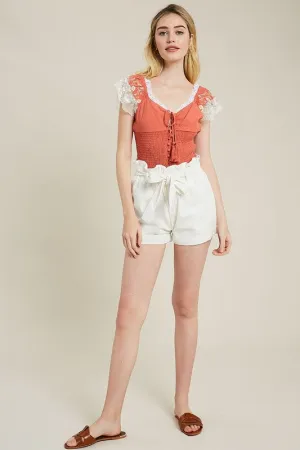 RENZO TIE WAIT SHORTS WHITE