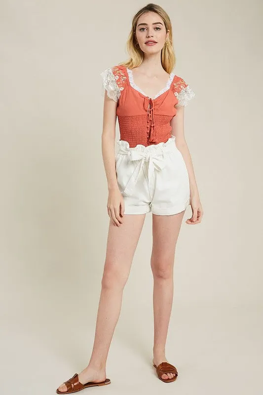 RENZO TIE WAIT SHORTS WHITE