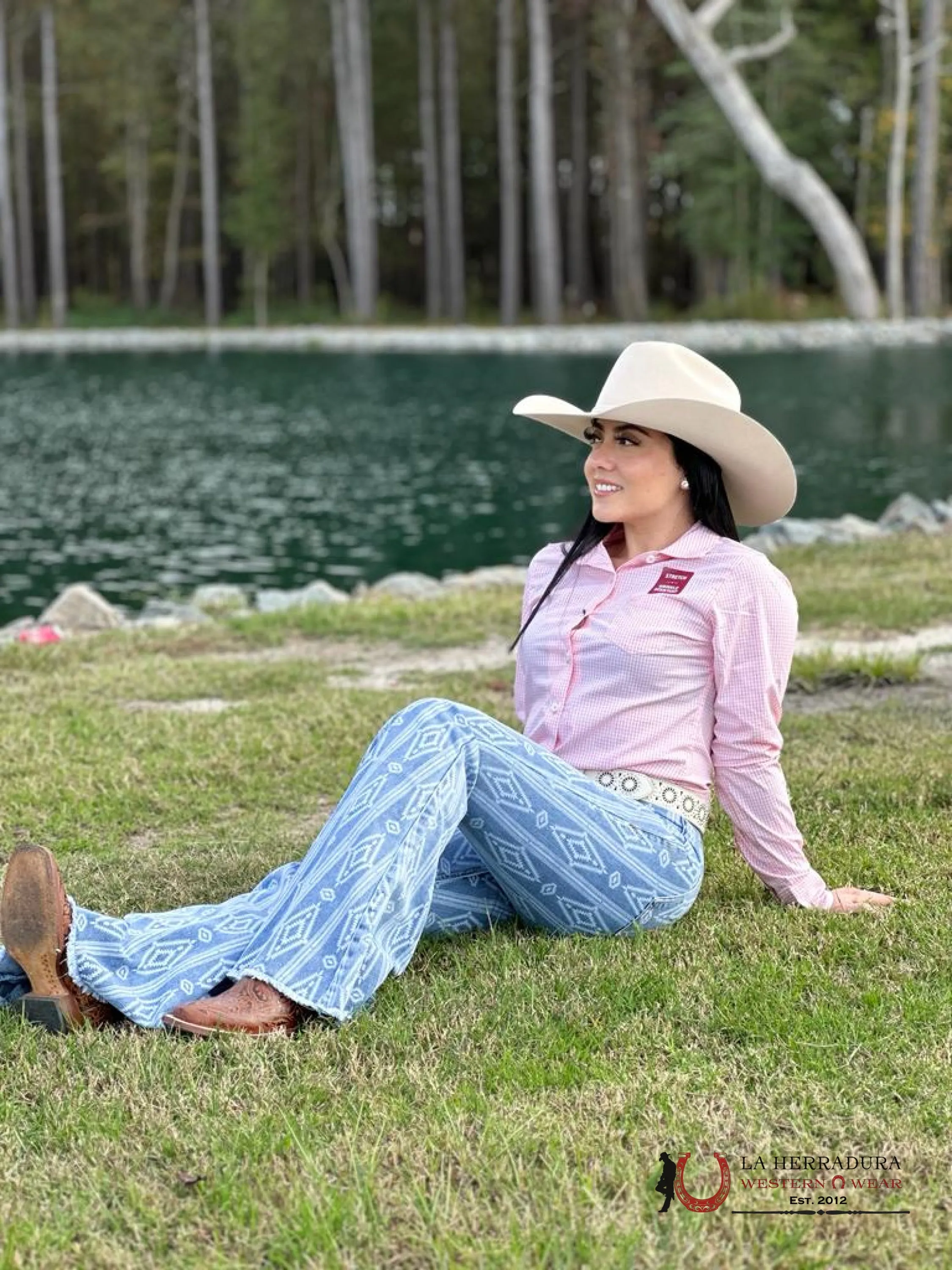 ROCK&ROLL Light Blue Aztec Flare Jeans