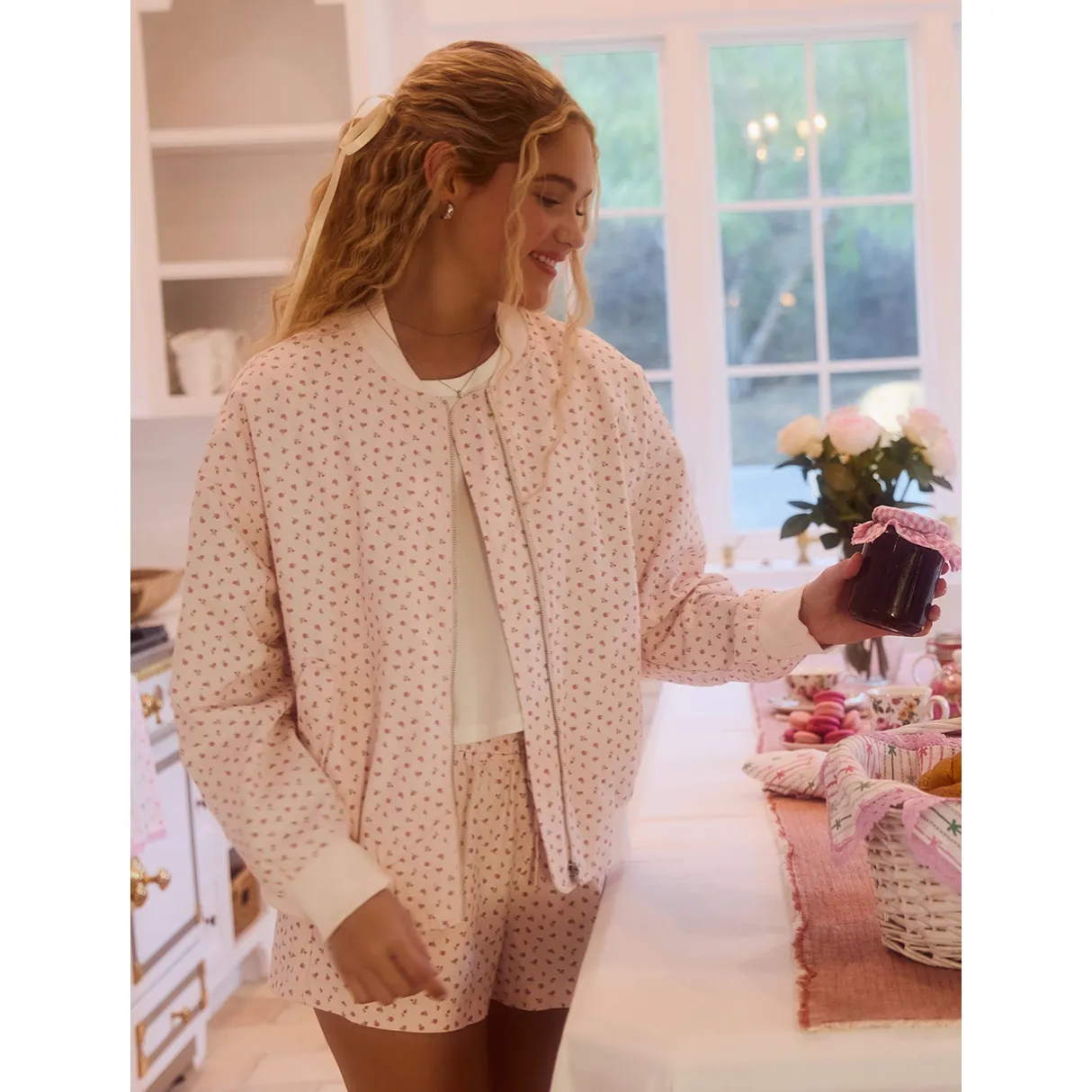 Rosy Retreat Bomber Jacket