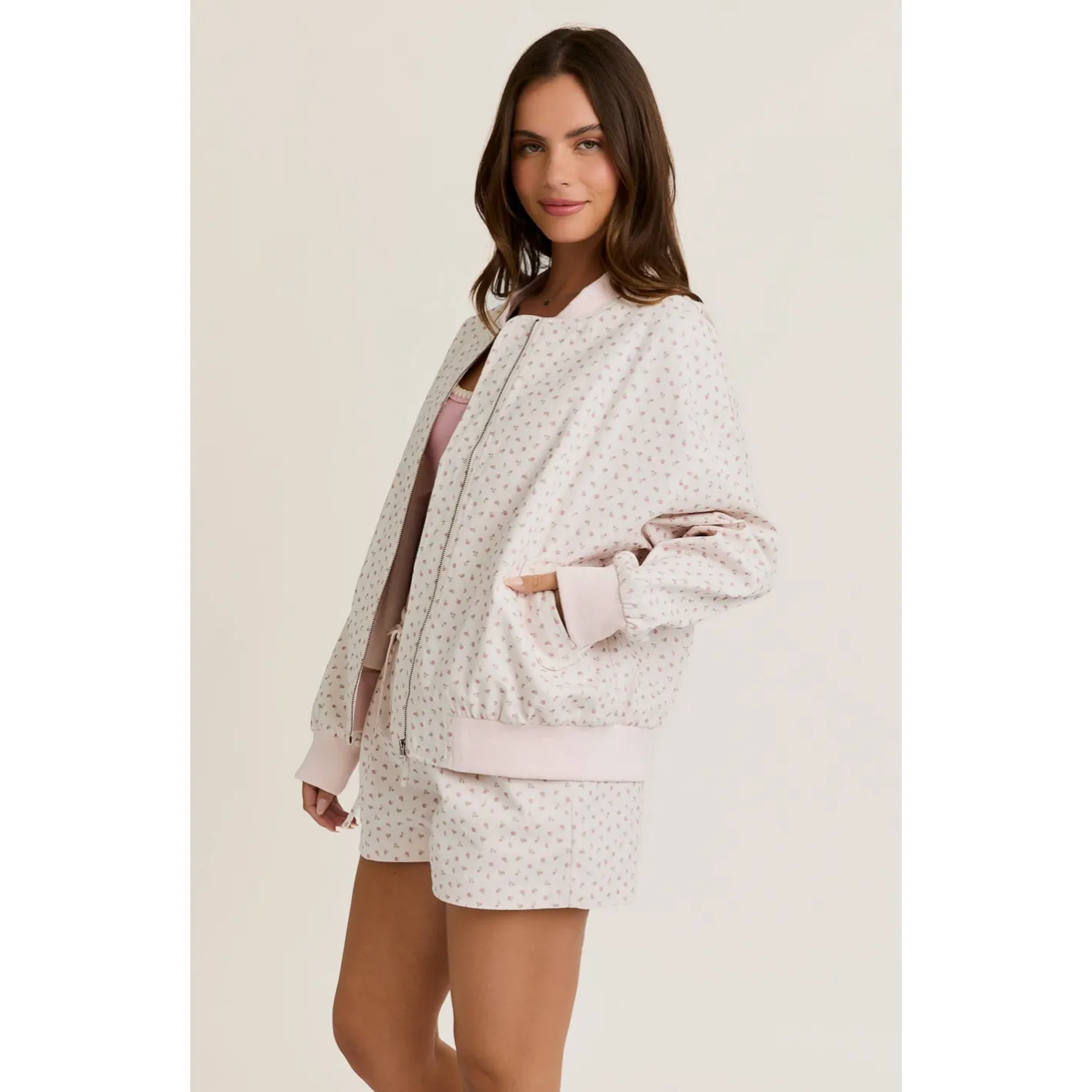 Rosy Retreat Bomber Jacket