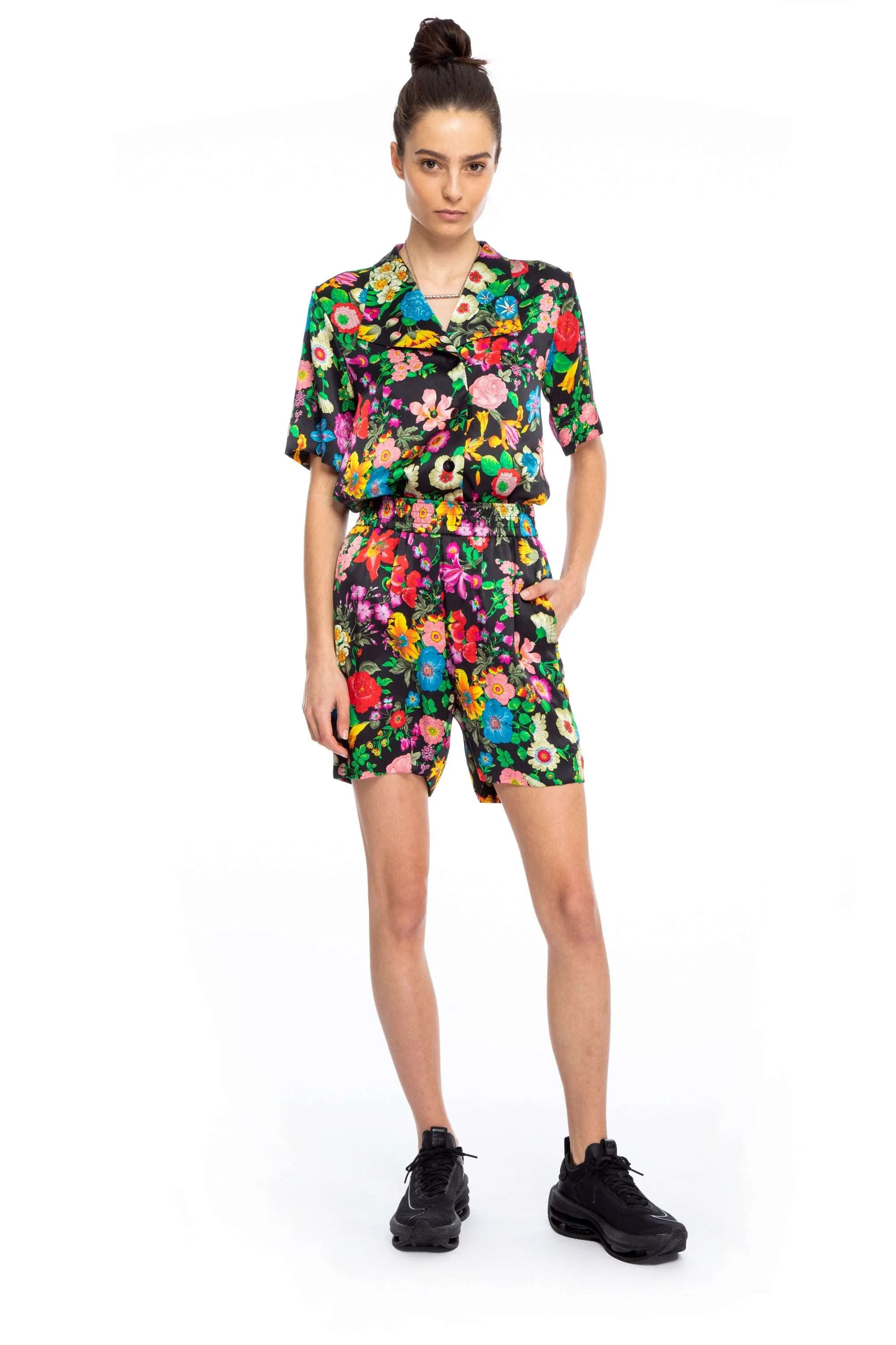 Roz Floral Print Silk Pajama Shorts