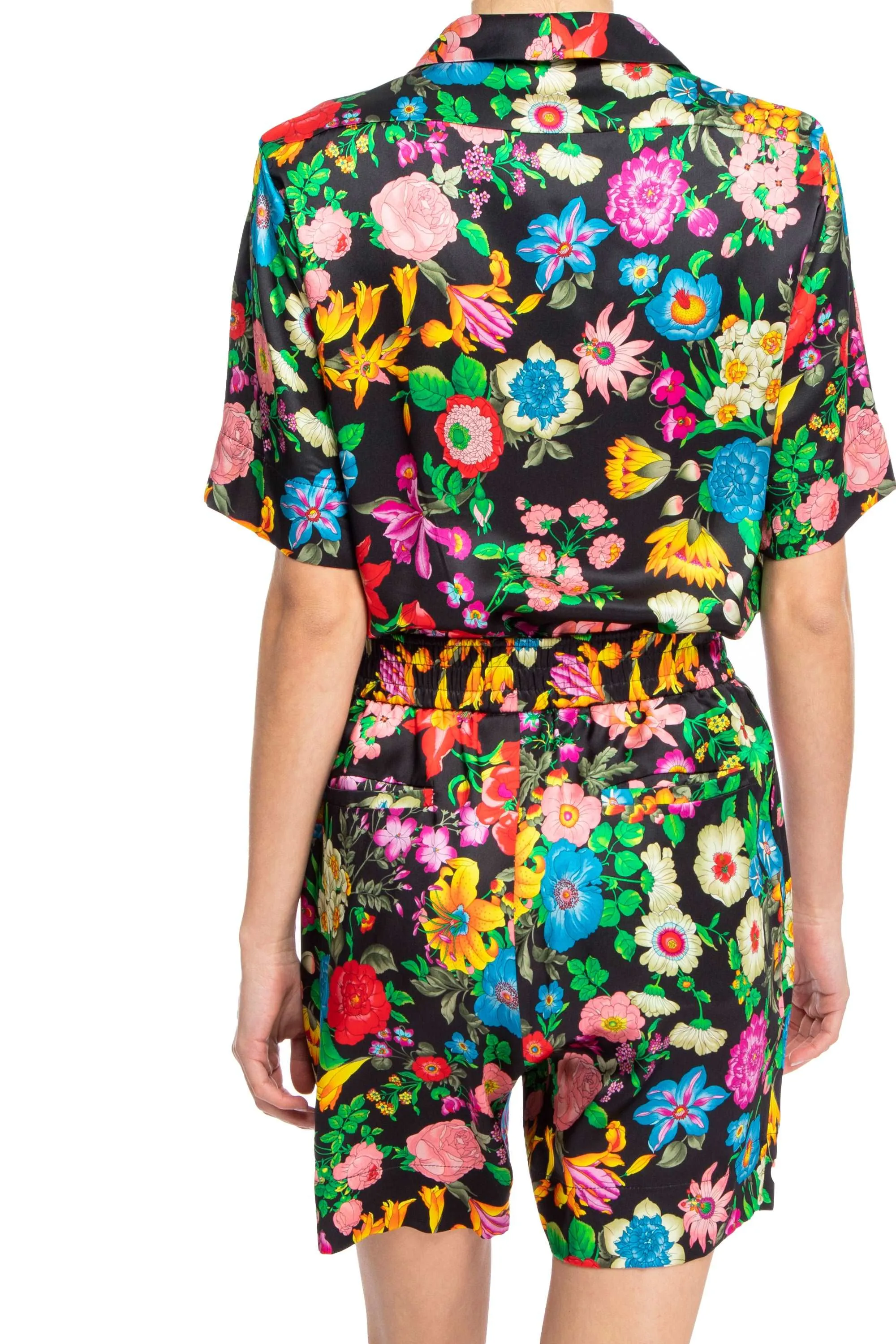 Roz Floral Print Silk Pajama Shorts
