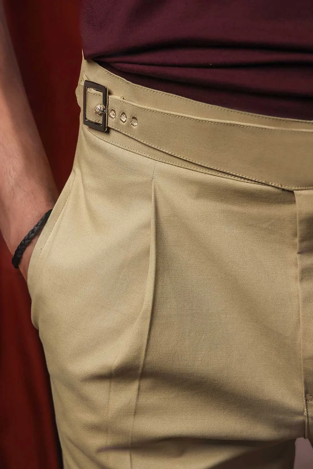 Sand Gurkha Chino Pleated Shorts